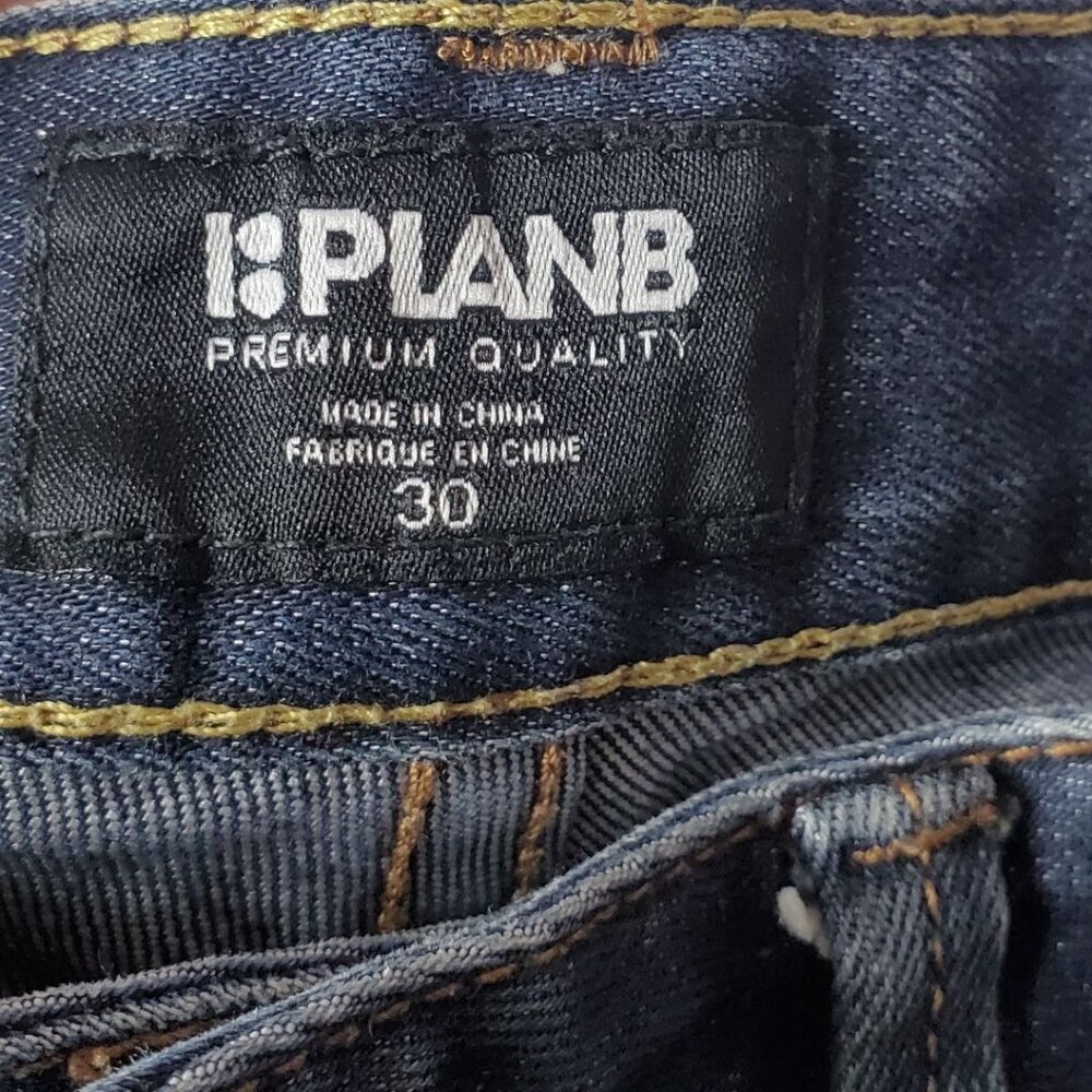 Plan B Premium Quality Mens Straight-Leg Blue Denim Jeans Size 30 - Picture 3 of 16